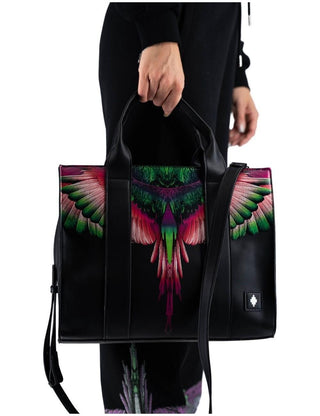 County of Milan borsa in ecopelle con stampa iconica nero COMAF250127 NERO-PINK WINGS COUNTY OF MILAN