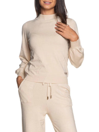 Yes Zee maglia lupetto donna misto viscosa beige M002-RU00 0222 YES-ZEE 