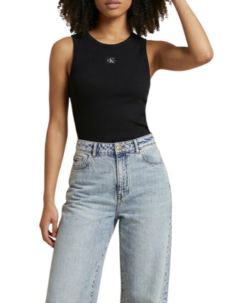 Calvin Klein Jeans canotta a costine donna nero