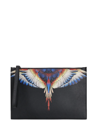County of Milan pochette uomo in ecopelle stampa iconica nero COMAF250133 NERO-YELLOW WINGS COUNTY OF MILAN 