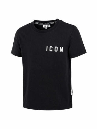 Icon T-shirt bambino manica corta con logo nero