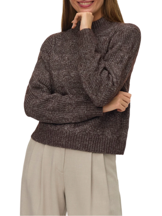 Vero Moda maglia dolcevita a trecce melange marrone 10331875 CHOCOLATE TORTE-W.MELANGE VERO MODA 