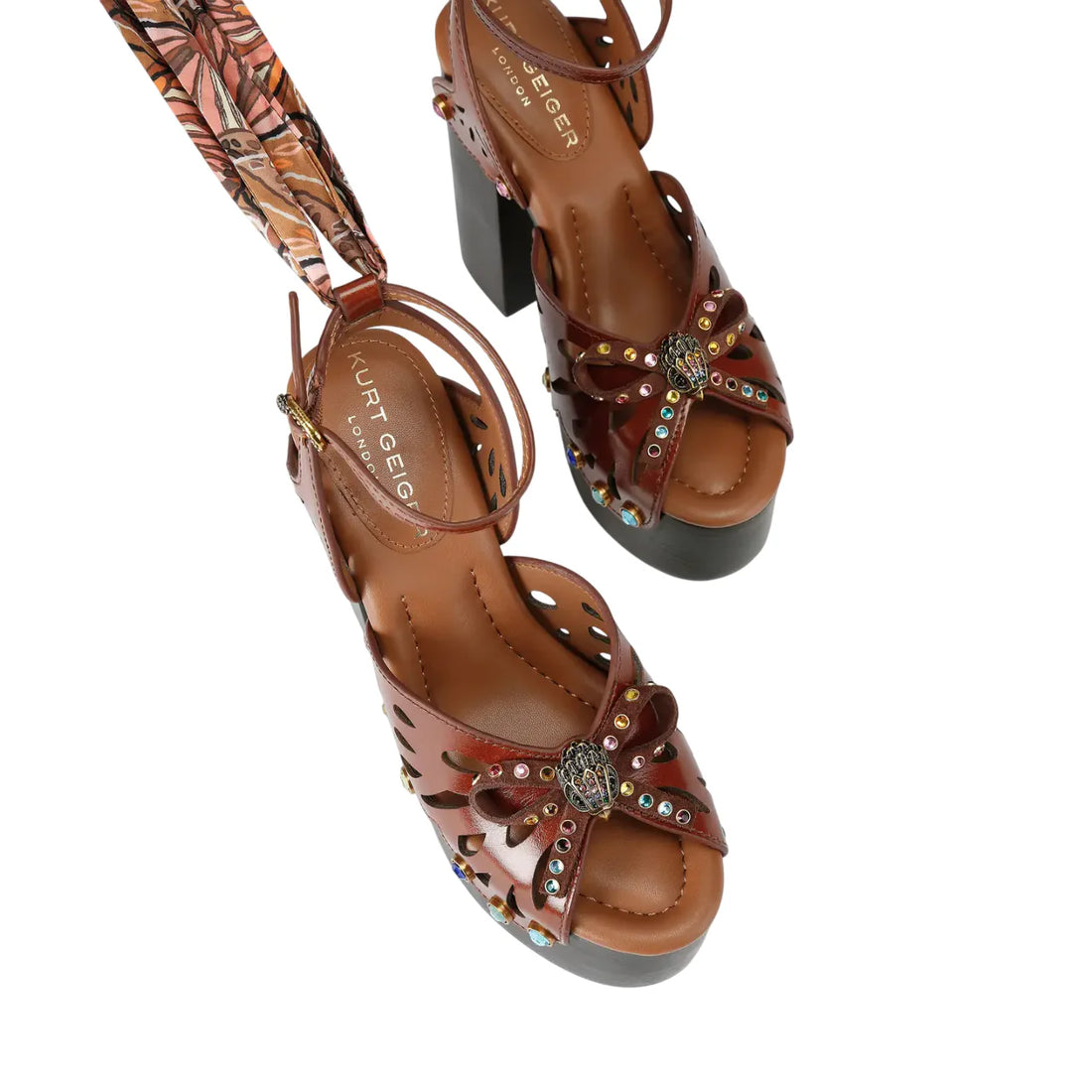 Kurt Geiger sandali Butterfly Platform con dettagli gioiello marrone