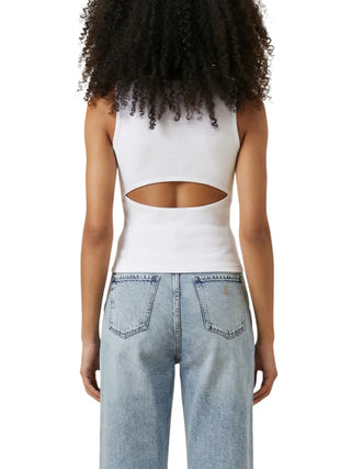 Calvin Klein Jeans canotta a costine donna bianco