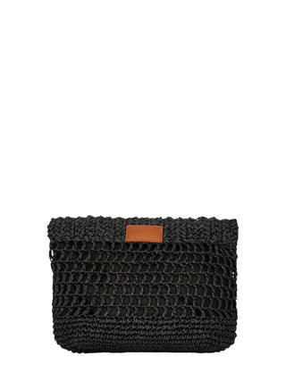Me Fui pochette donna in rafia nero