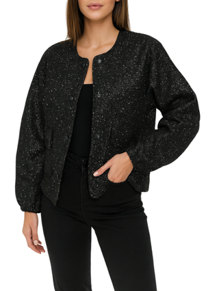 pcminna sequin bomber giacket 17160454 BLACK-SEQUINS PIECES