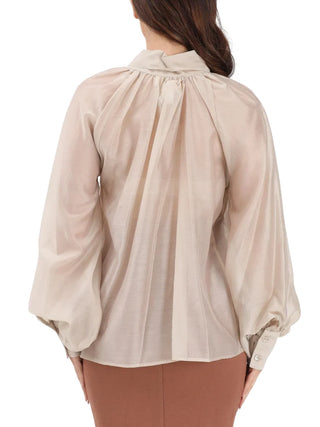 Vicolo blusa con fusciacca con trasparenze beige