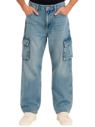 Jack&Jones jeans cargo gamba larga lavaggio blu