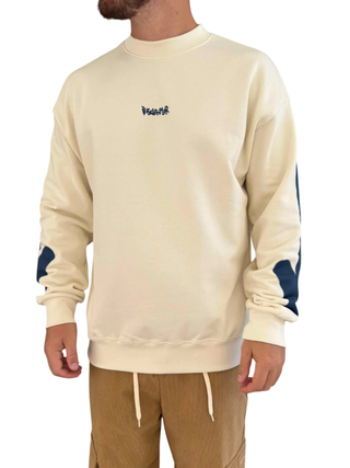 Disclaimer felpa uomo con stampe color latte 55129 LATTE DISCLAIMER 