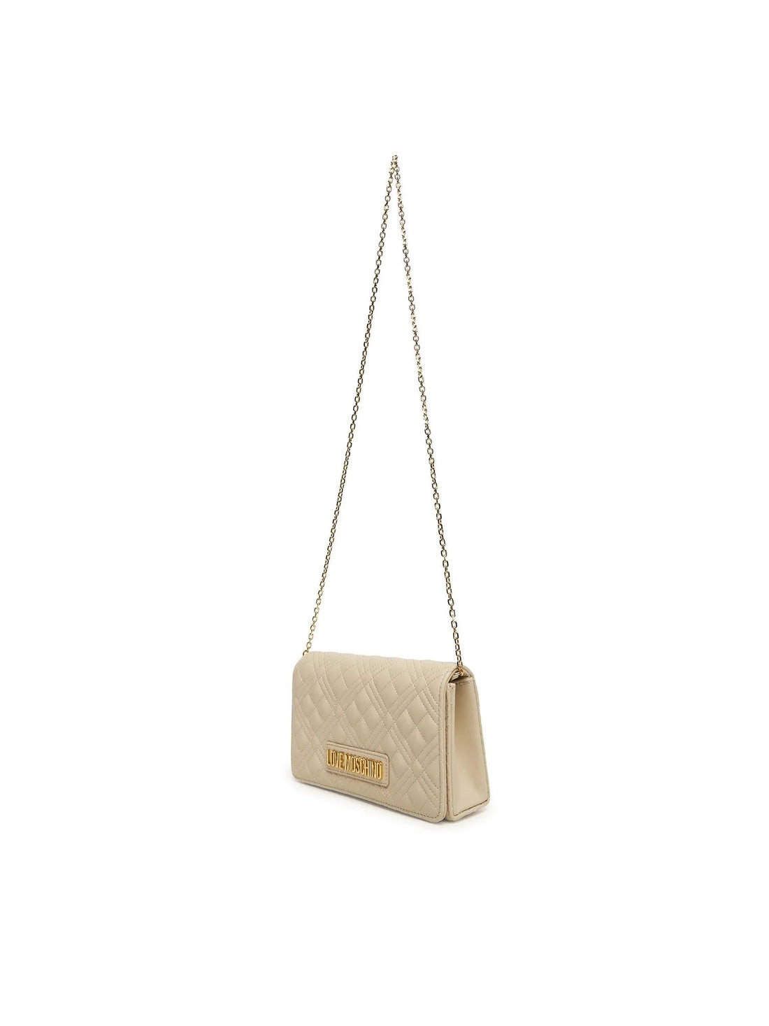 Love Moschino borsa a tracolla in ecopelle trapuntata ecrù oro