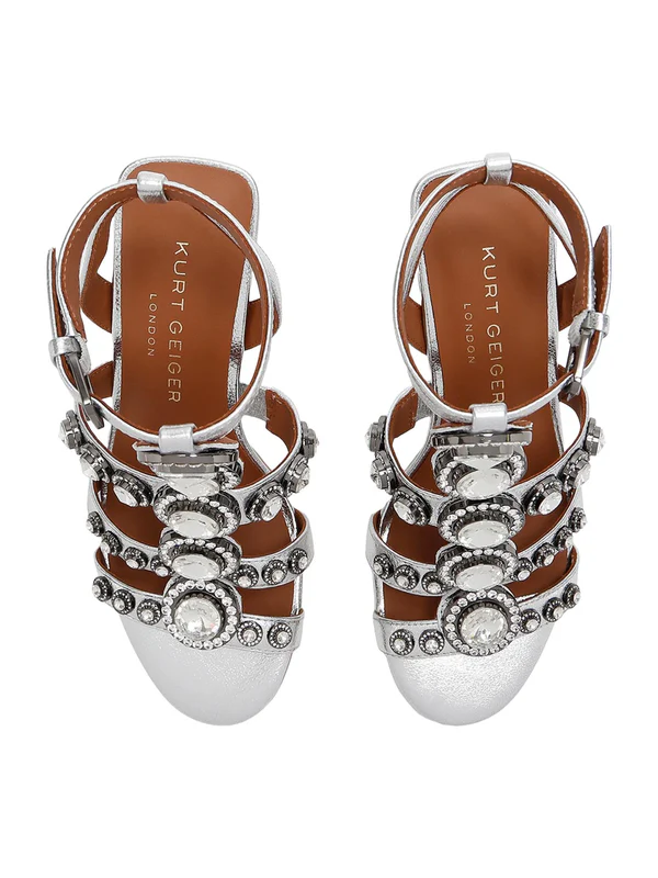 Kurt Geiger sandali alti Octavia Gladiatore con applicazioni gioiello argento