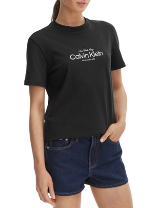 Calvin Klein Jeans T-shirt manica corta donna con logo nero