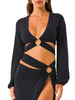 4giveness top crop Soft Touche con cut out nero
