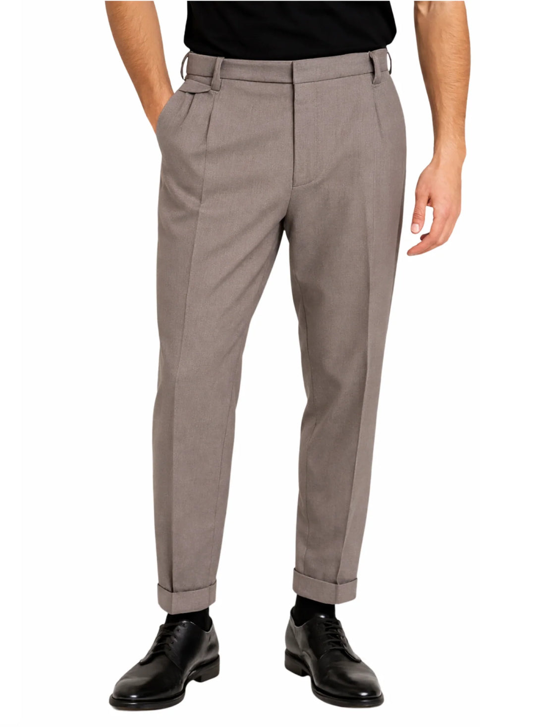 Le Braghe pantaloni uomo con pinces tortora