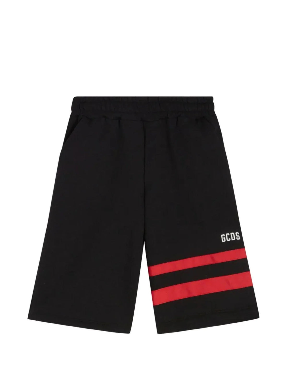 GCDS bermuda bambino con bande e logo nero