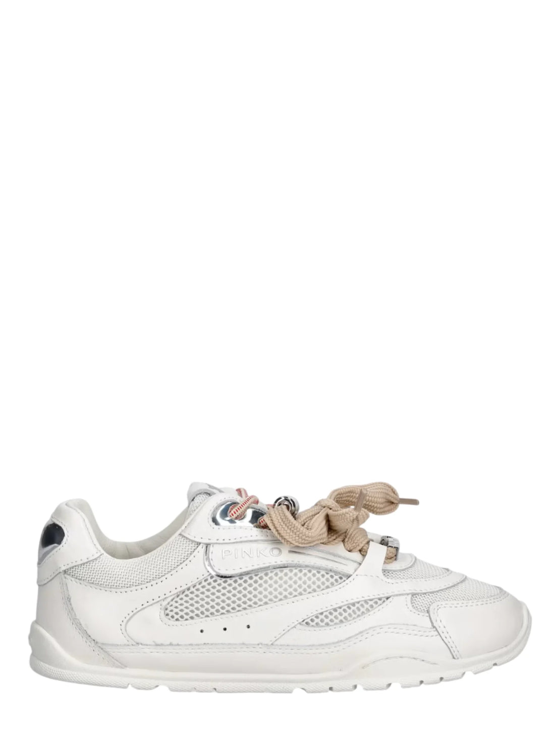 Pinko sneakers Yulia in pelle e mesh doppi lacci bianco