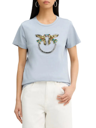 Pinko T-shirt Quentin con logo Love Birds gioiello carta da zucchero