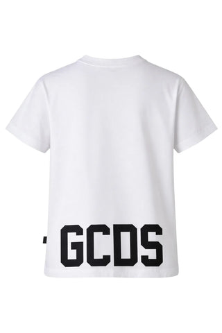 GCDS T-shirt bambino manica corta con logo bianco