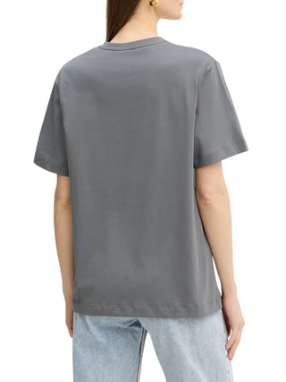 Pinko T-shirt manica corta con logo strass Strepitoso grigio