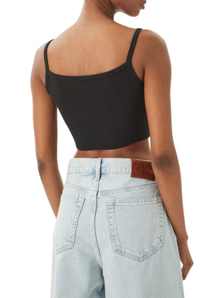Calvin Klein Jeans canotta crop donna a costine nero