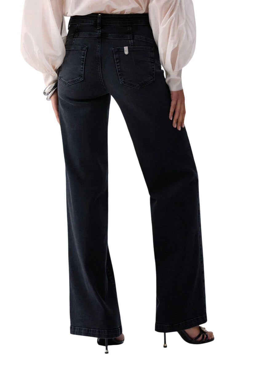 Liu Jo jeans flare vita alta con cintina lavaggio nero