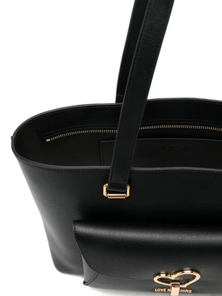 Love Moschino borsa a spalla in ecopelle con tasca nero