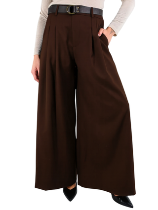 Haveone pantaloni palazzo con pinces marrone PVE-P274 MORO HAVEONE