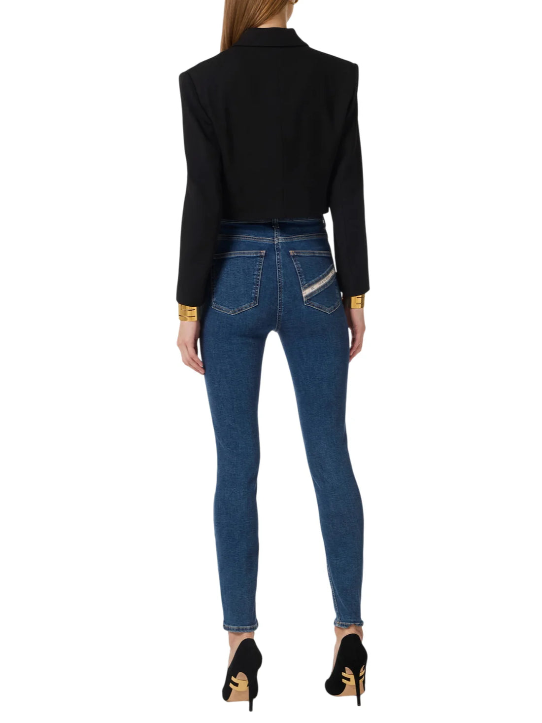 Elisabetta Franchi giacca crop doppiopetto donna nero