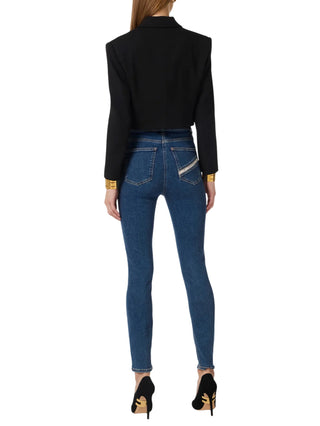Elisabetta Franchi giacca crop doppiopetto donna nero