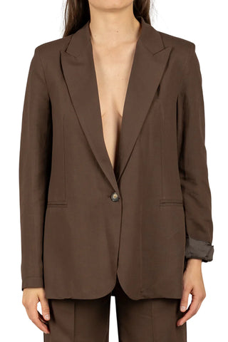 Vicolo giacca blazer monopetto donna marrone