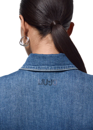 Liu Jo camicia donna crop in denim con stringhe lavaggio blu