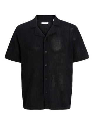 Jack&Jones camicia uomo in maglia traforata nero