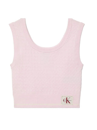 Calvin Klein Jeans top crop donna in maglia rosa