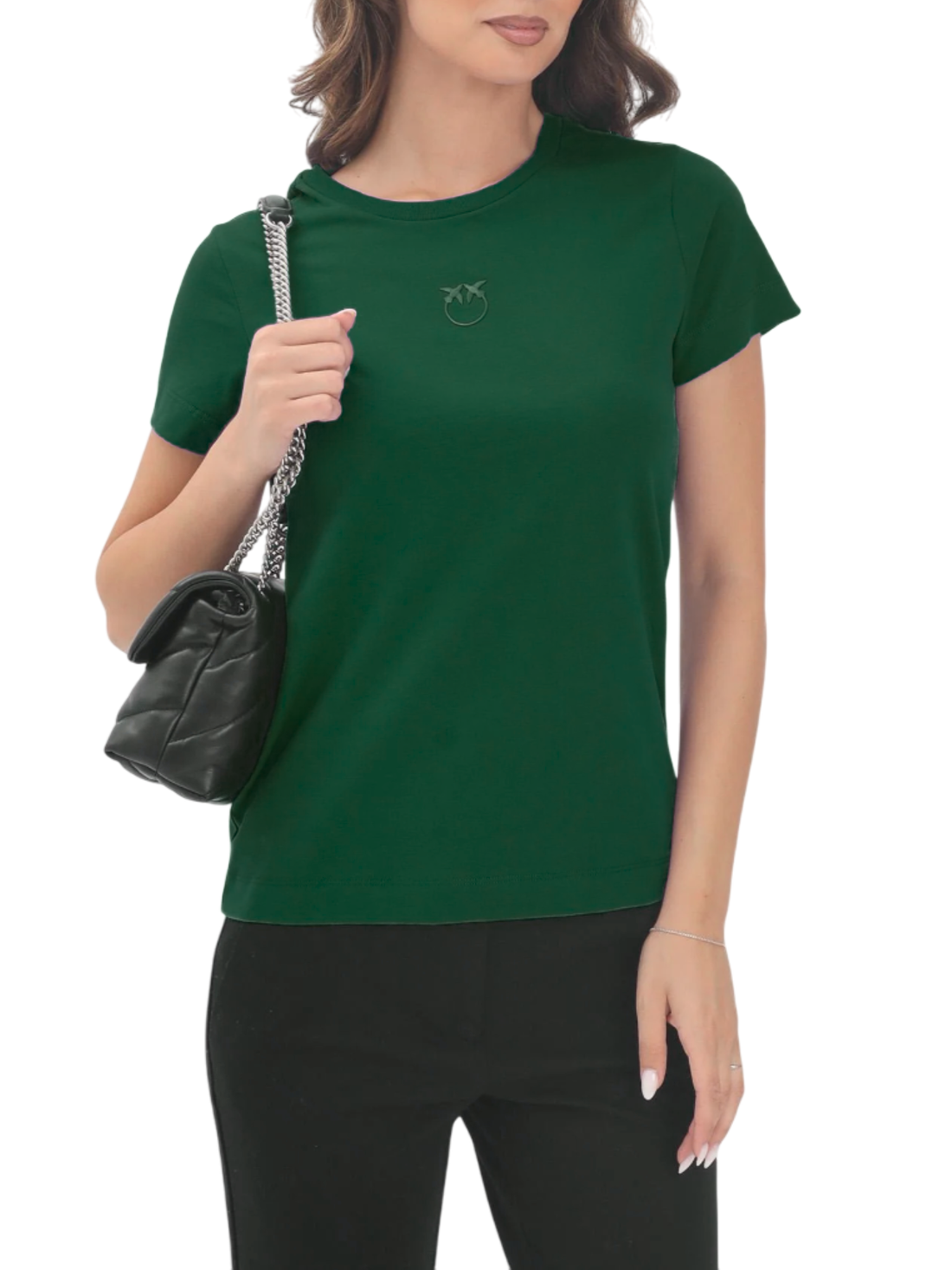 Pinko T-shirt manica corta Bussolotto con logo verde