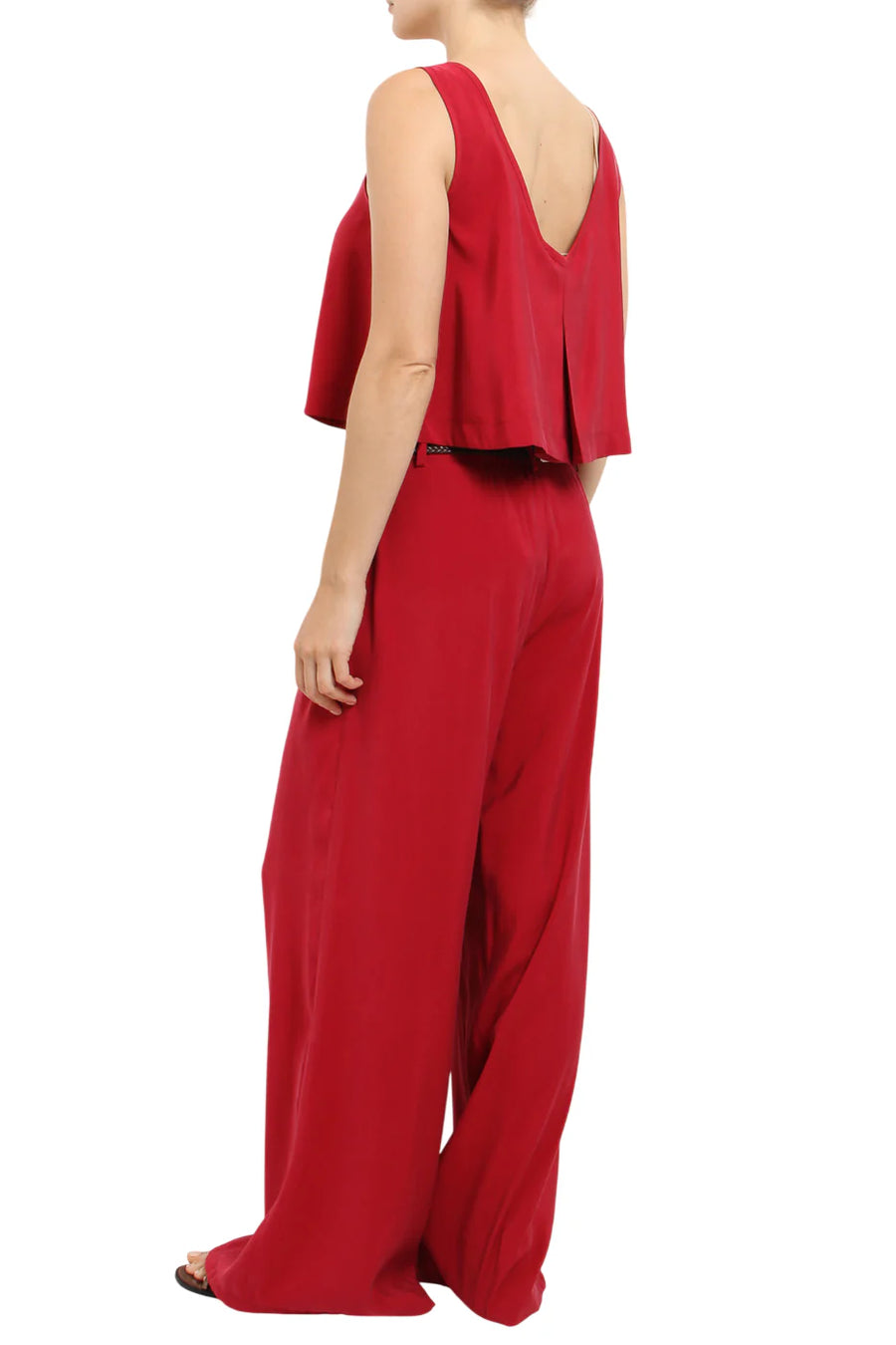 Haveone top crop donna con pinces rosso scuro