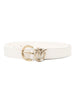 Pinko cintura Tamboril in pelle martellata h 2,5 con logo Love Birds bianco oro