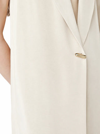 Simona Corsellini gilet lungo donna con bottone gioiello panna