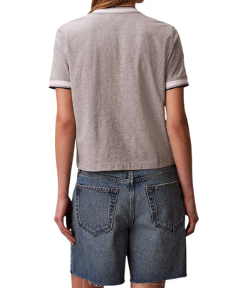 Calvin Klein Jeans T-shirt manica corta con profili in contrasto grigio melange