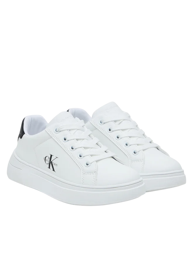Calvin Klein Jeans sneakers bambino in ecopelle bianco
