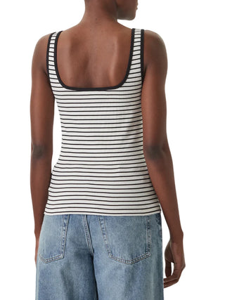 Calvin Klein Jeans canotta a righe donna panna nero