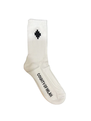 County of Milan calzini uomo con logo bianco COMAF250207 BIANCO-NERO COUNTY OF MILAN
