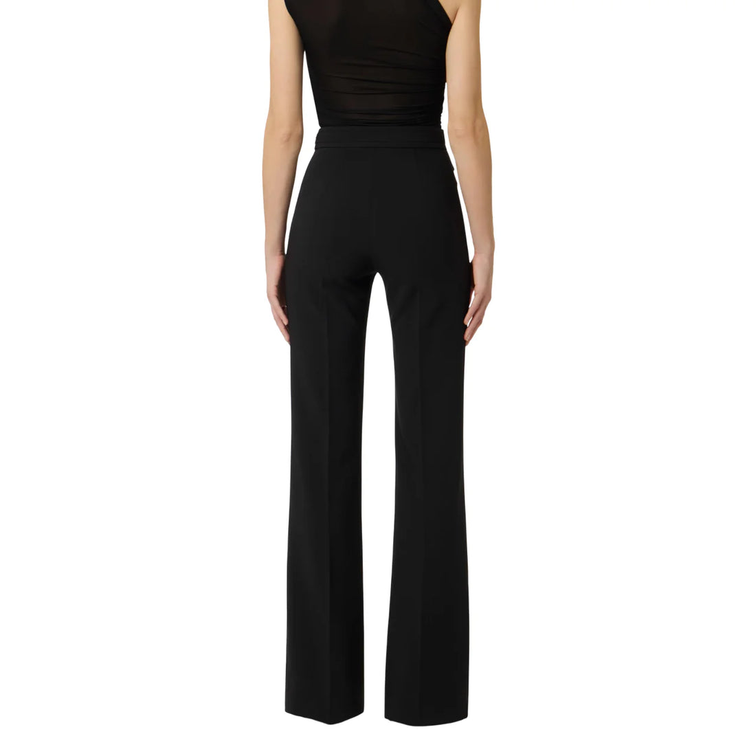 Elisabetta Franchi pantaloni a zampa in tessuto crepe nero