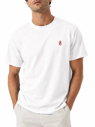 Vision of Super T-shirt uomo manica corte ricamo flame panna
