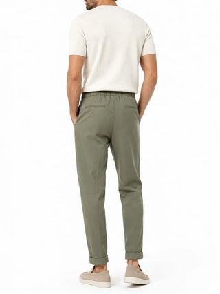 Le Braghe pantaloni uomo con coulisse misto viscosa verde salvia