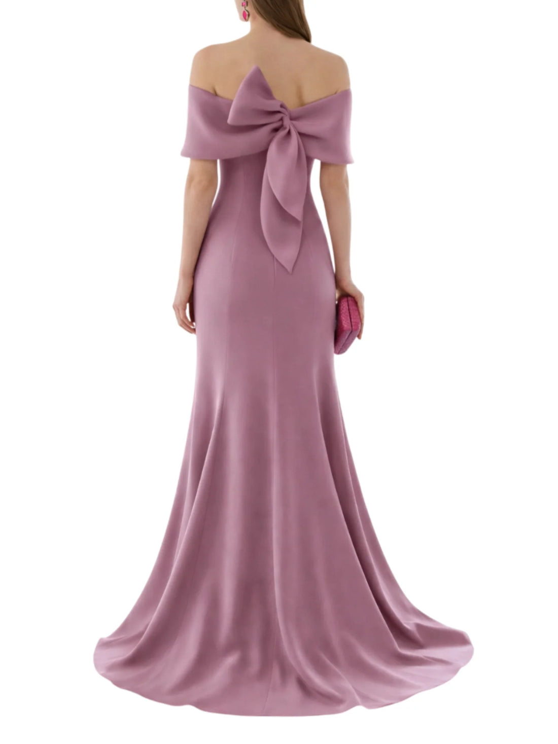 Couture Club abito cerimonia scollo omerale rosa