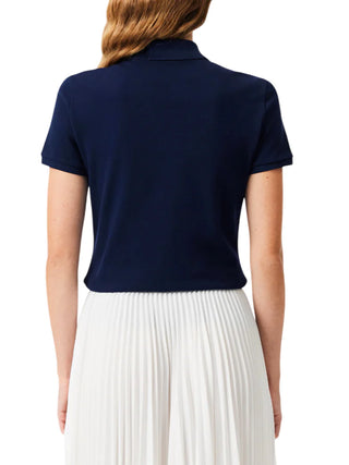 Lacoste polo donna manica corta in piquè blu