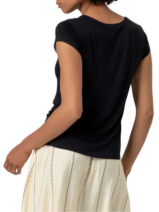 Surkana T-shirt manica corta in viscosa nero