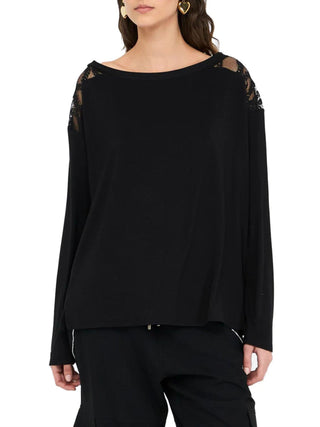 Liu Jo T-shirt manica lunga con pizzo nero TF5186JS360 A3370 LIU JO 