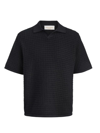 Jac&Jones polo uomo in maglia traforata nero
