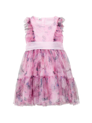 iDo abito bambina in tulle fantasia floreale rosa